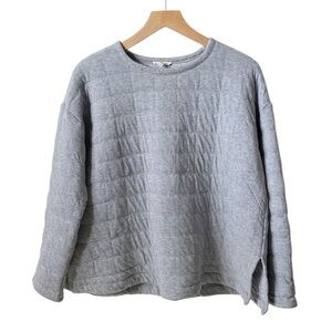 Eileen Fisher quilted gray crewneck sweatshirt top size S small